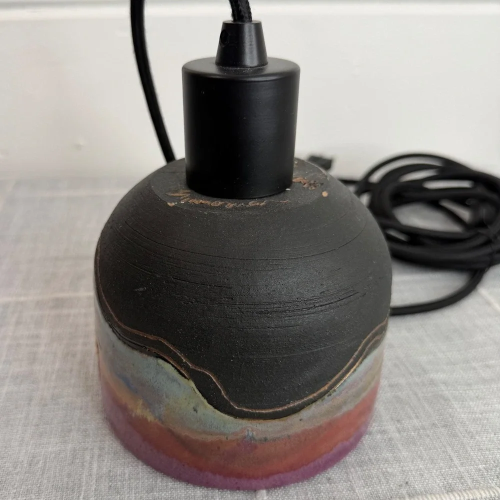 Handmade Ceramic Pendant Light Clay Southwestern Desert Woodruff‎ Black
